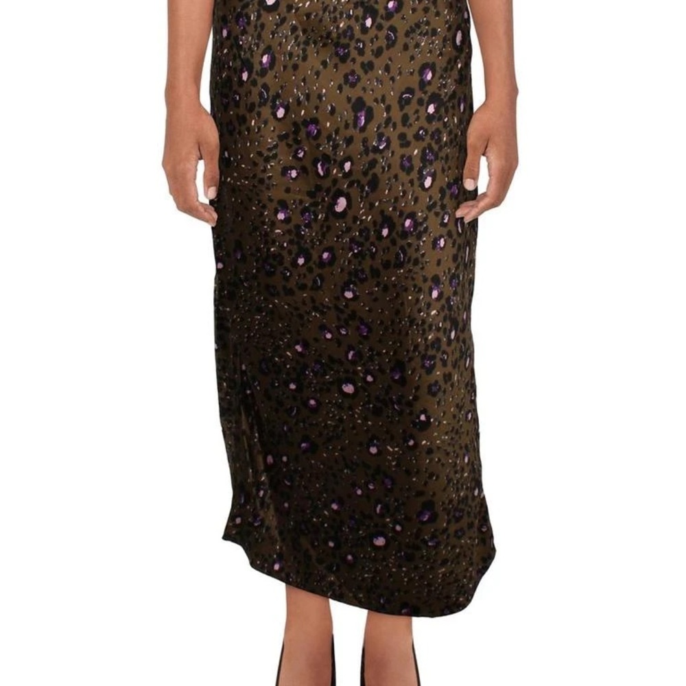 Walter Baker Animal Print Midi Skirt - Brown and Purple